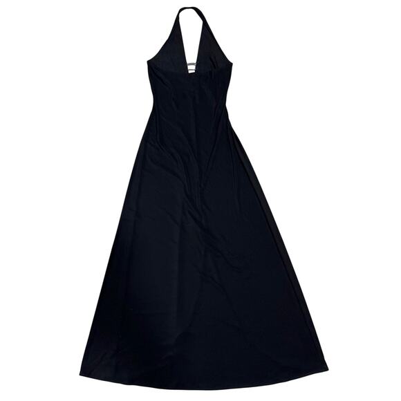 Gianni Versace Couture Y2K Black Halter Evening Gown Rhinestone Side Slit Dress - Picture 9 of 15